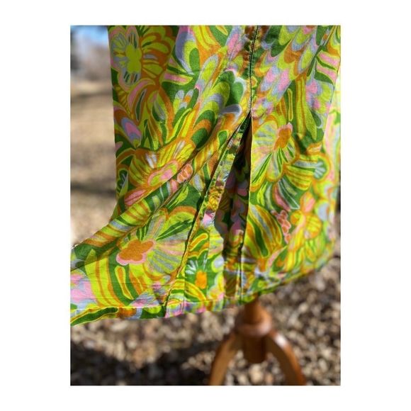 Vintage 60s Hawaiian Dress Psychedelic Cotton Sateen Mod - Picture 13 of 13